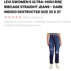 Levi's Women's Ultra-High Rise Ribcage Straight Jeans - Dark Indigo